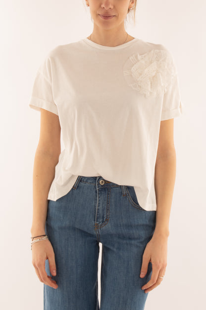 T-shirt con fiore da Donna Motel - Talco