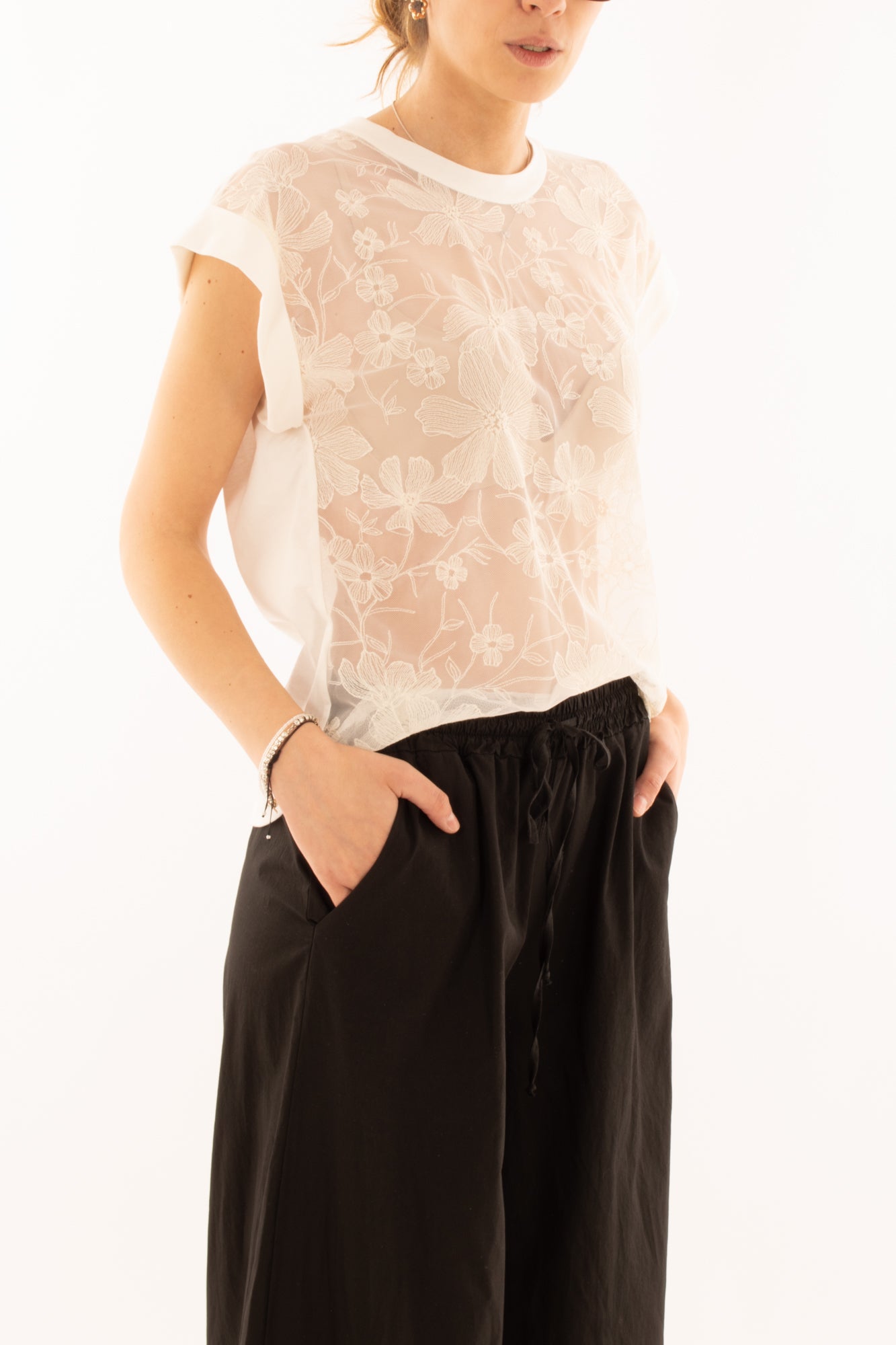 Maglia con pizzo da Donna Motel - Bianco