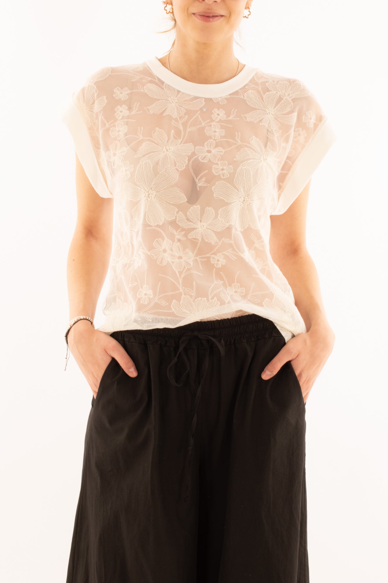 Maglia con pizzo da Donna Motel - Bianco