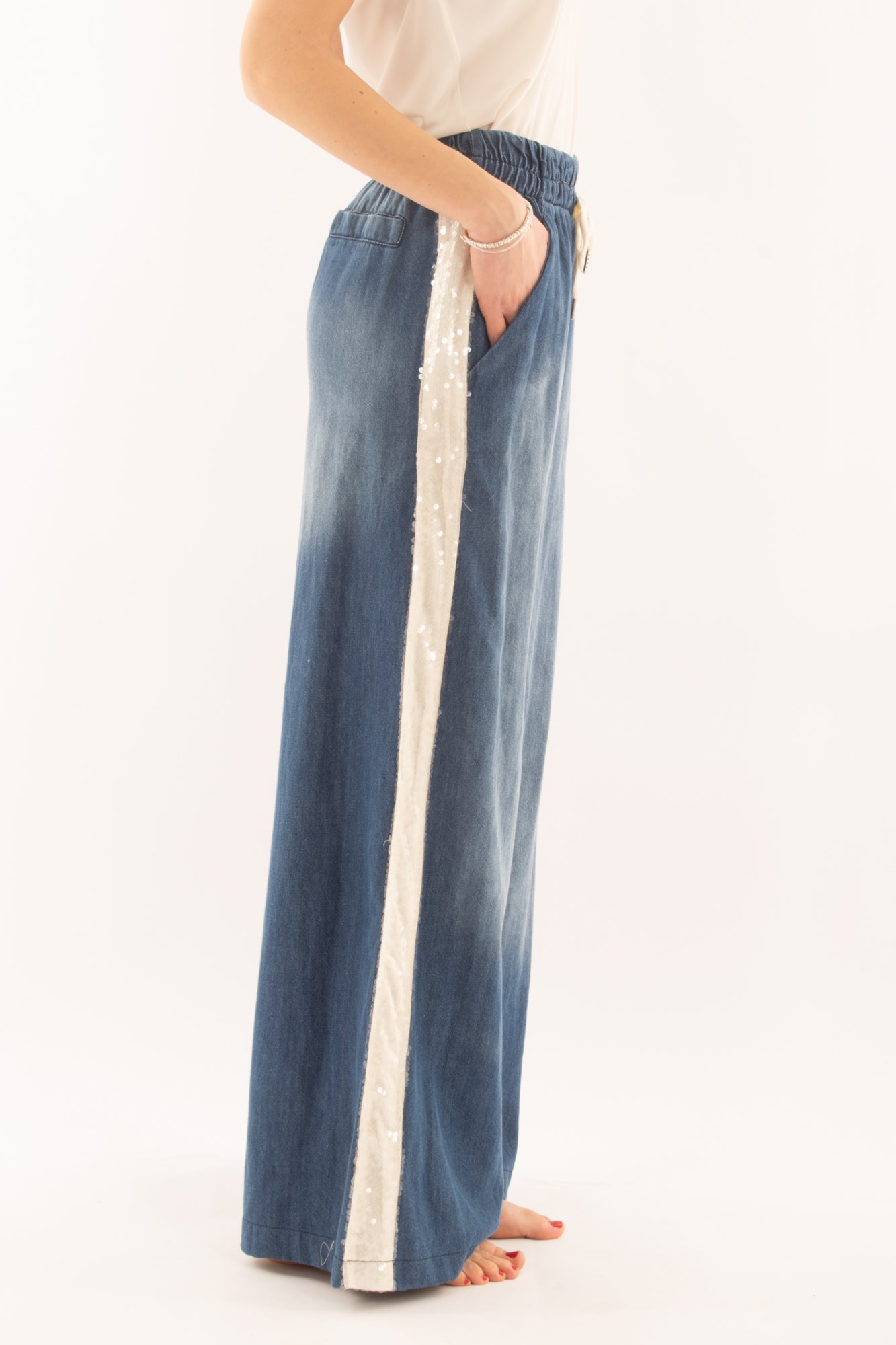 MOTEL Pantalone a palazzo con paillettes da Donna Motel - Jeans Jeans