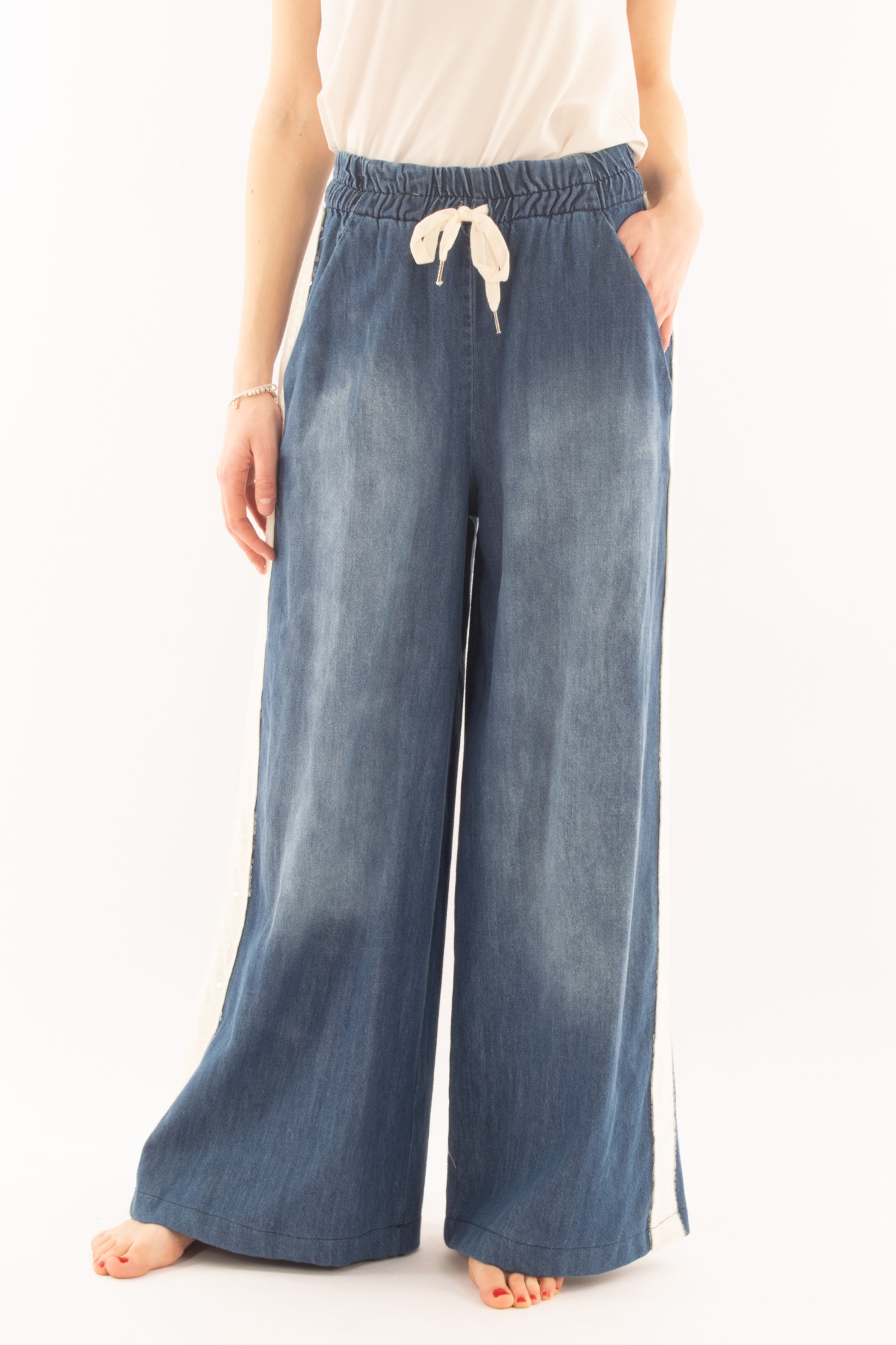 MOTEL Pantalone a palazzo con paillettes da Donna Motel - Jeans Jeans