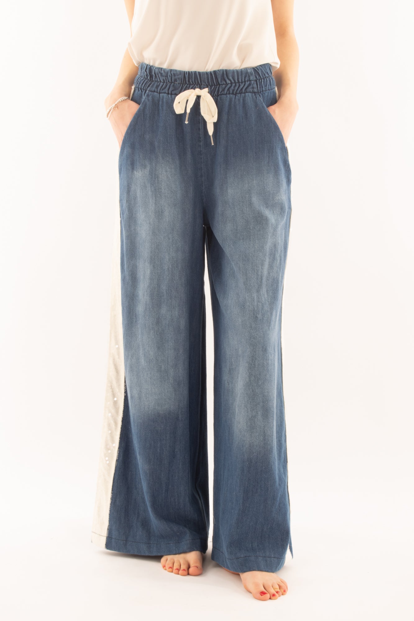 MOTEL Pantalone a palazzo con paillettes da Donna Motel - Jeans Jeans