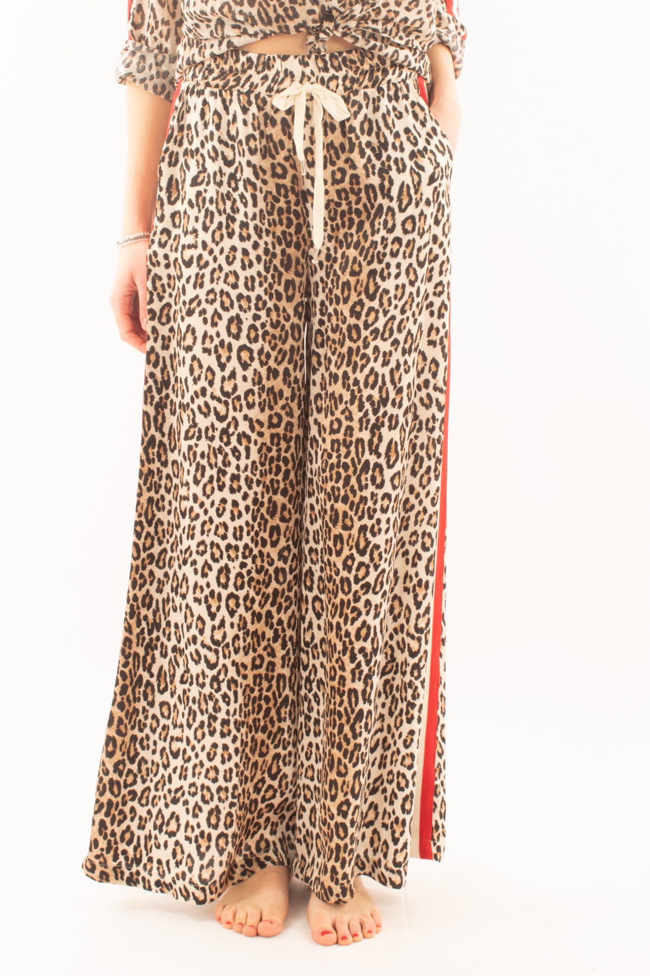 Pantalone a palazzo maculato da Donna Motel - Sabbia