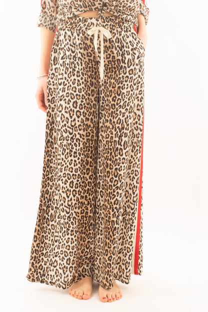 Pantalone a palazzo maculato da Donna Motel - Sabbia