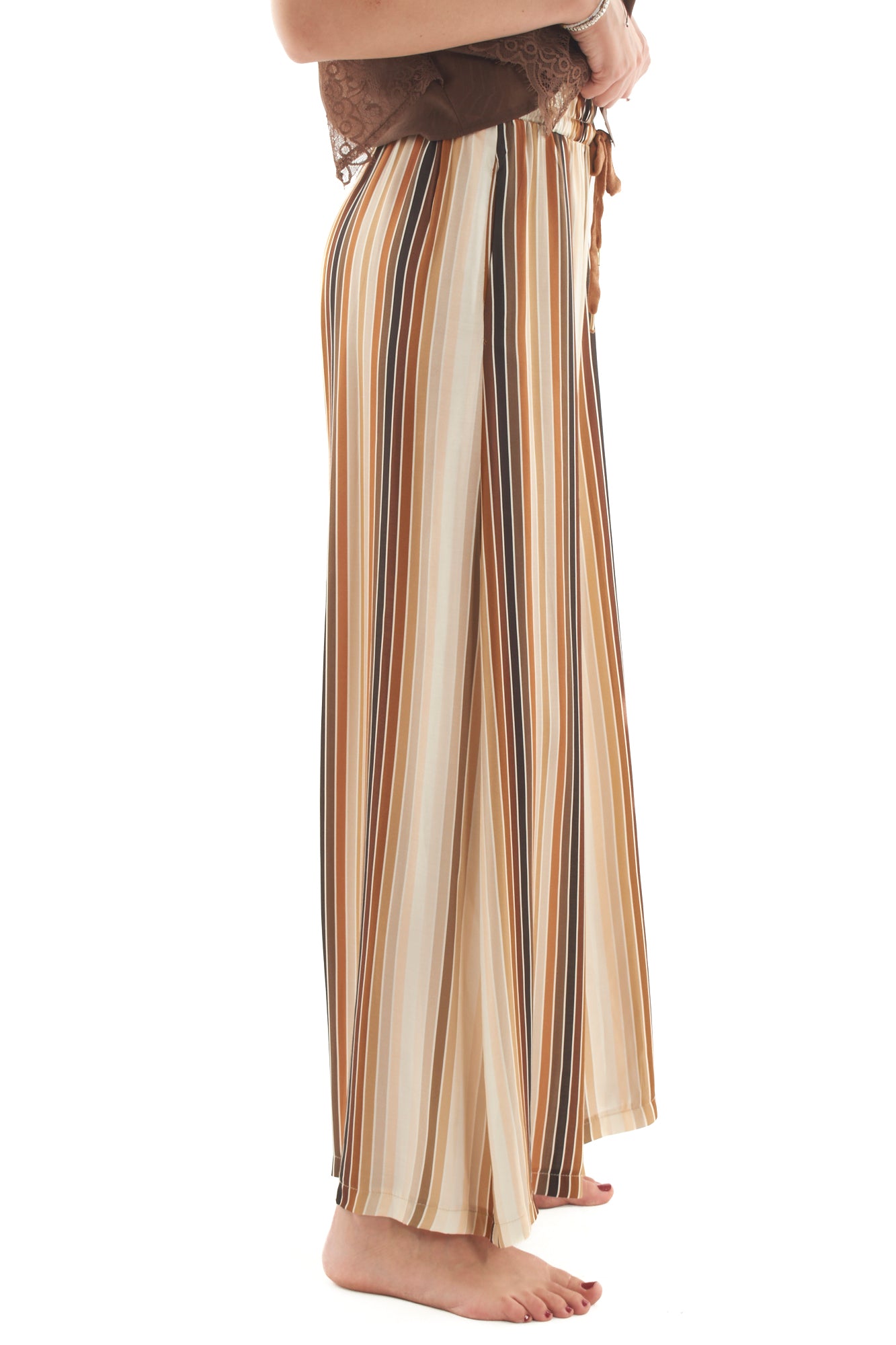 Pantalone a palazzo rigato da Donna Motel - Unica