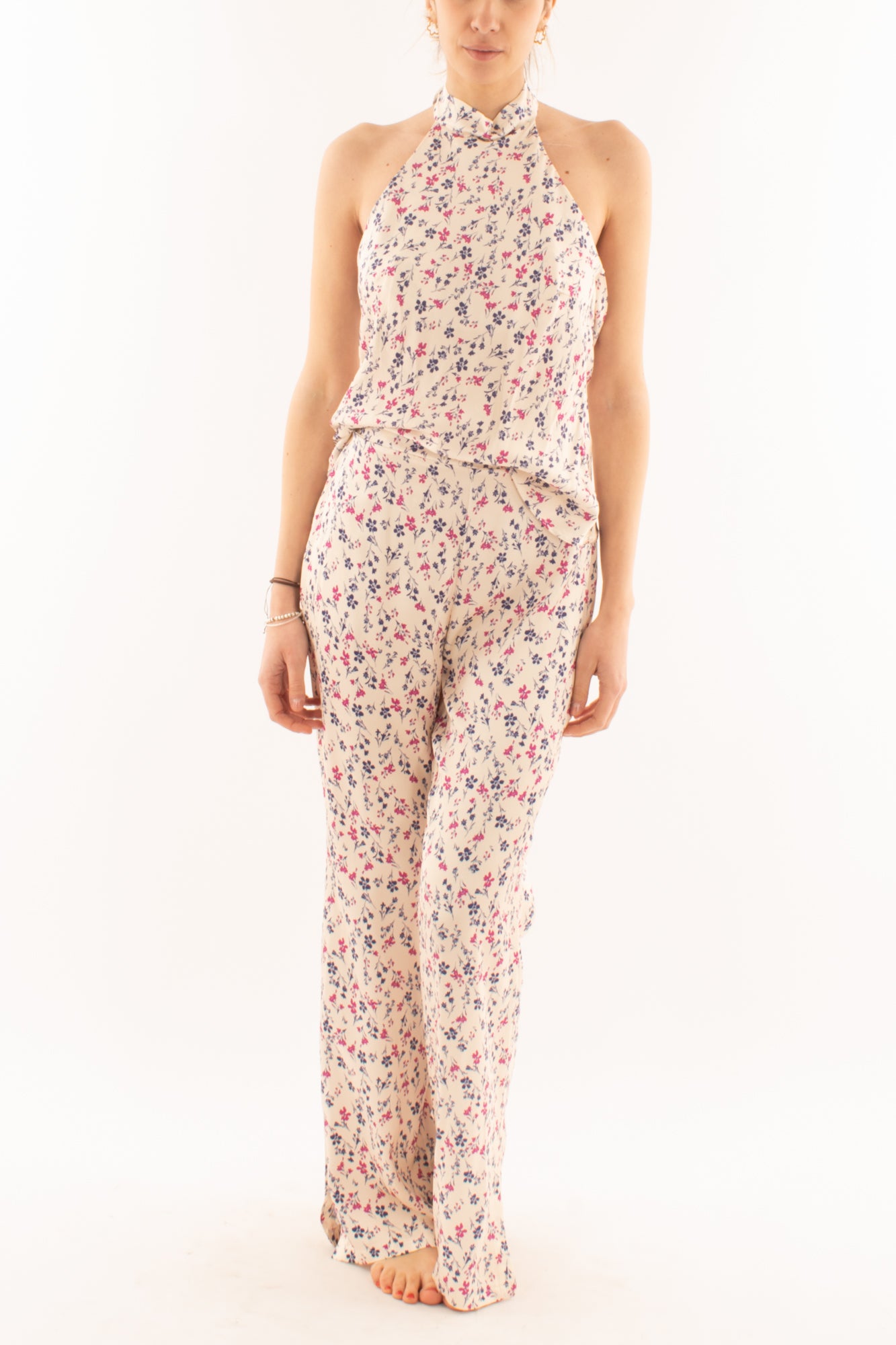 Top a fiorellini da Donna Saiph - Panna