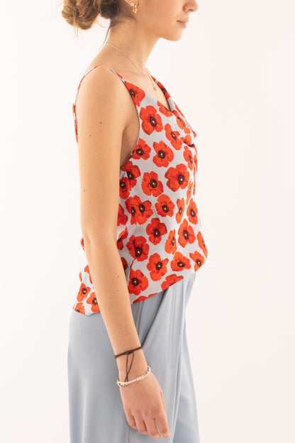 SAIPH Top con fiori da Donna Saiph - Celeste Celeste