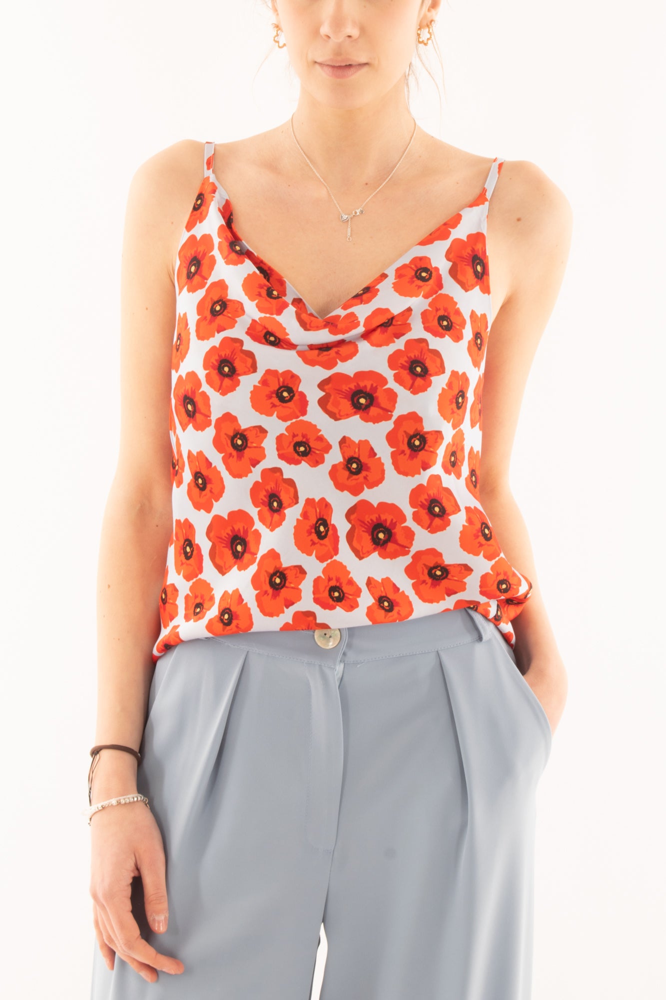 Top con fiori da Donna Saiph - Celeste