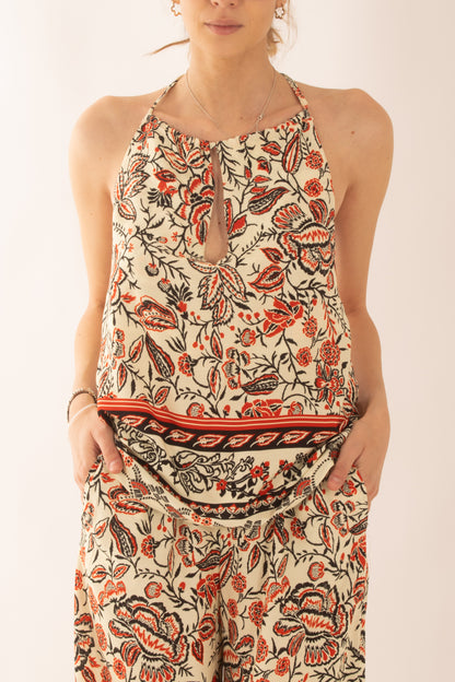 Top fiorato allacciato al collo da Donna Panna - Saiph