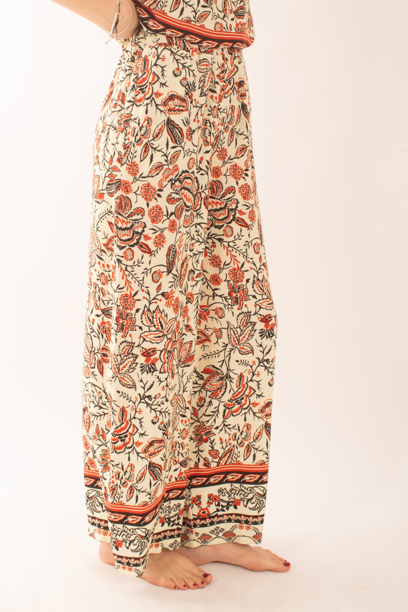 Pantalone fantasia in viscosa da Donna Saiph Panna