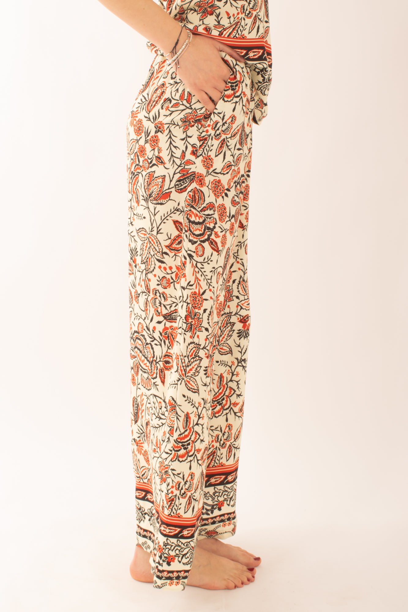 Pantalone fantasia in viscosa da Donna Saiph Panna