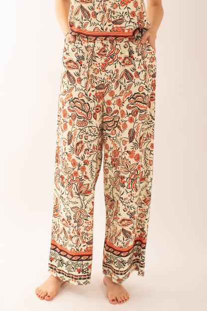 Pantalone fantasia in viscosa da Donna Saiph Panna