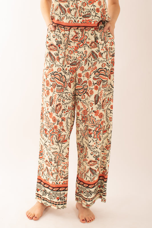 Pantalone fantasia in viscosa da Donna Saiph Panna