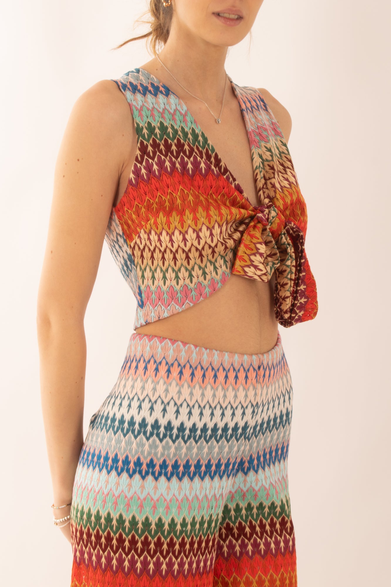 Maglia smanicata fantasia da Donna - Rosso