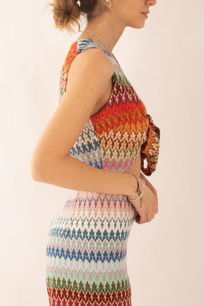 Maglia smanicata fantasia da Donna - Rosso