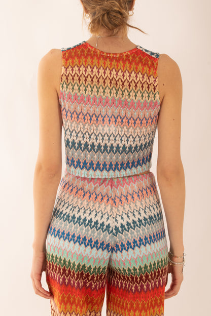 Maglia smanicata fantasia da Donna - Rosso