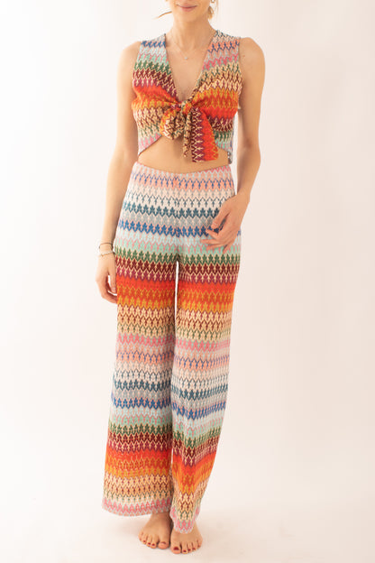 Maglia smanicata fantasia da Donna - Rosso