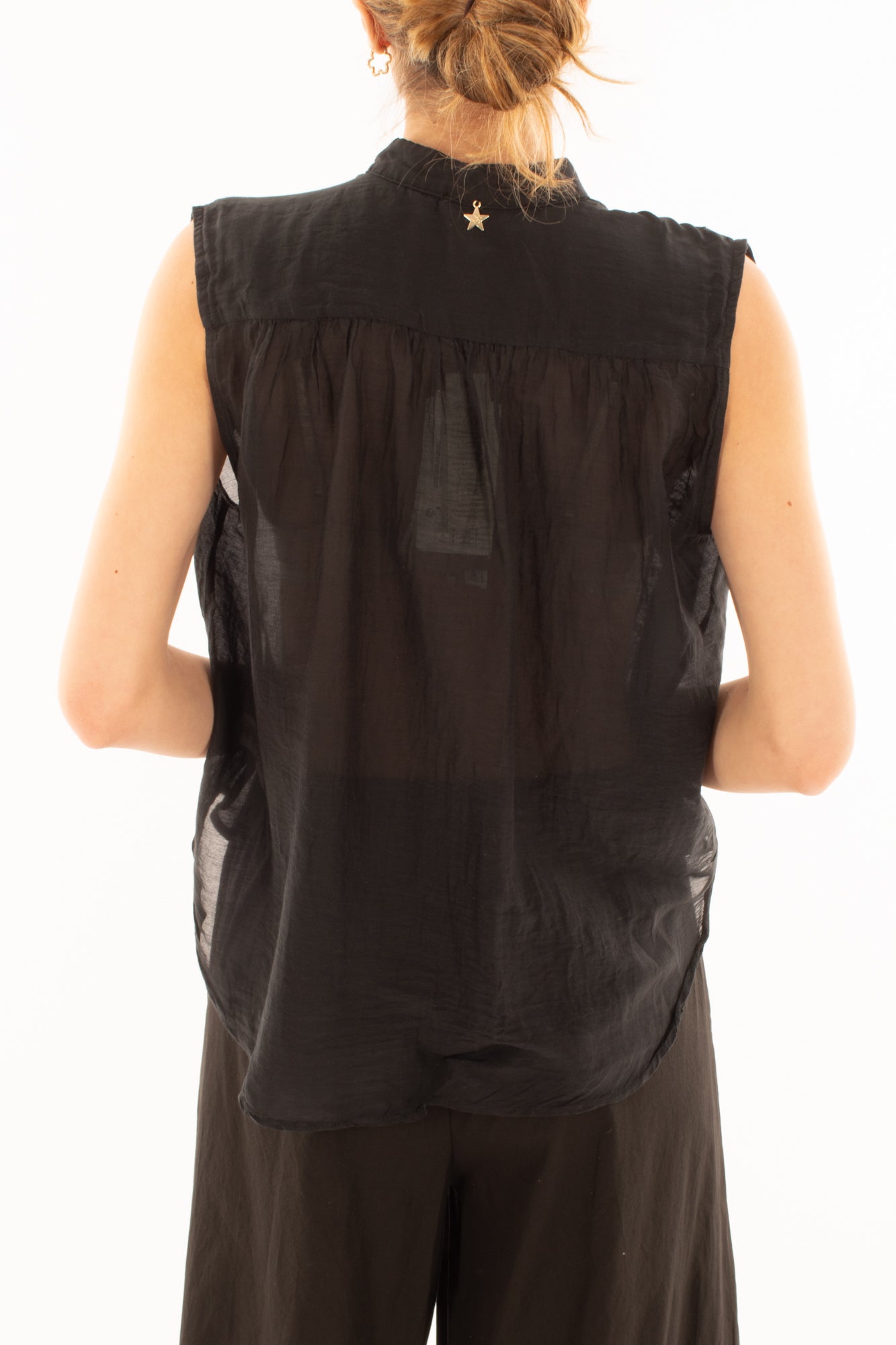 Camicia misto seta con pizzo da Donna Souvenir - Nero