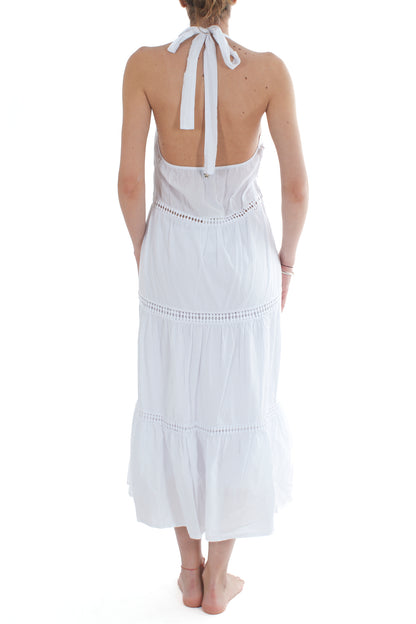 Abito con pizzo san gallo da Donna Souvenir -Bianco
