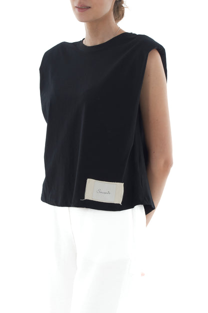 T-shirt con spalline da Donna Souvenir - Nero