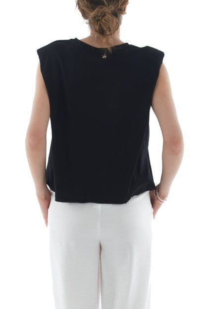 T-shirt con spalline da Donna Souvenir - Nero