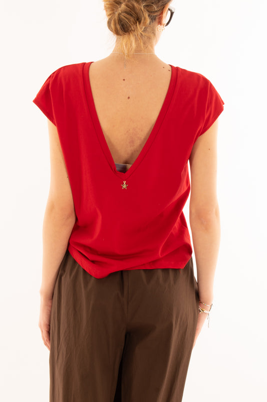 T- shirt con schiena scollata da Donna Souvenir - Rosso