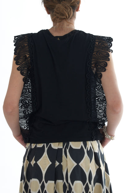 T-shirt con grosgrain da Donna Souvenir - Nero