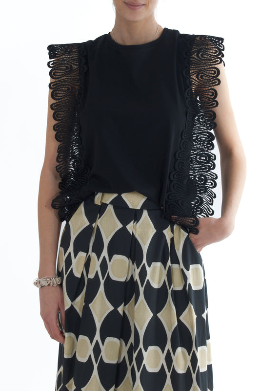T-shirt con grosgrain da Donna Souvenir - Nero