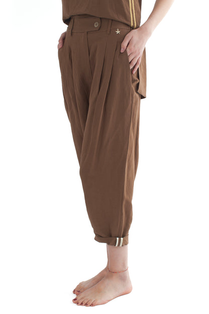 Pantalone corto con bande laterali da Donna Souvenir - Tabacco