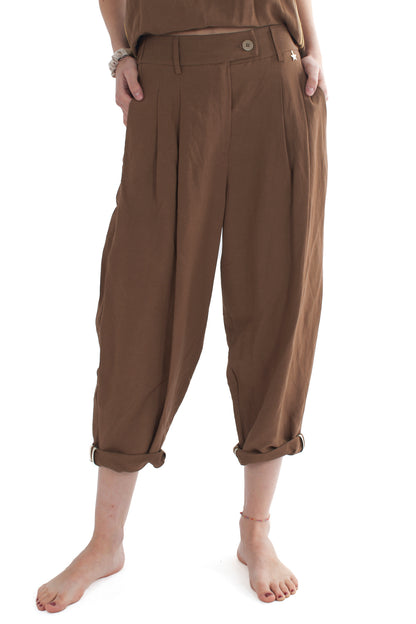 Pantalone corto con bande laterali da Donna Souvenir - Tabacco