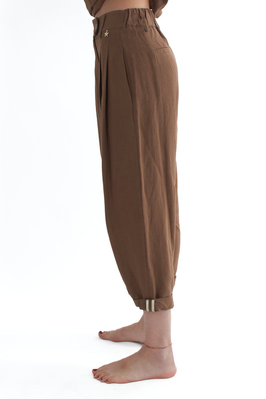 Pantalone corto con bande laterali da Donna Souvenir - Tabacco