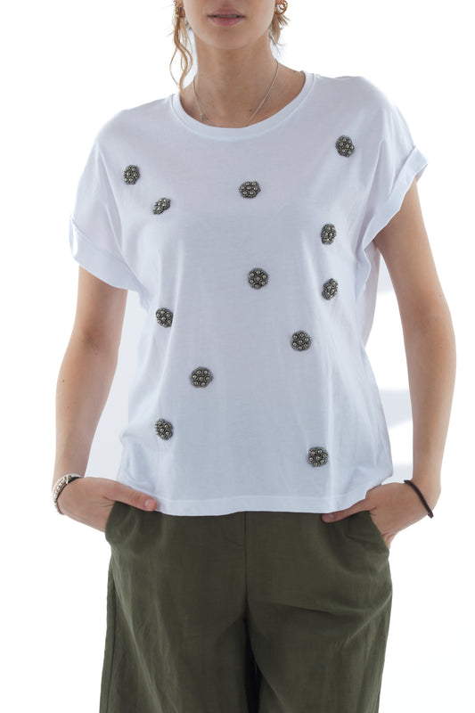 SOUVENIR T- shirrt con pietre da Donna Souvenir - Bianco Bianco