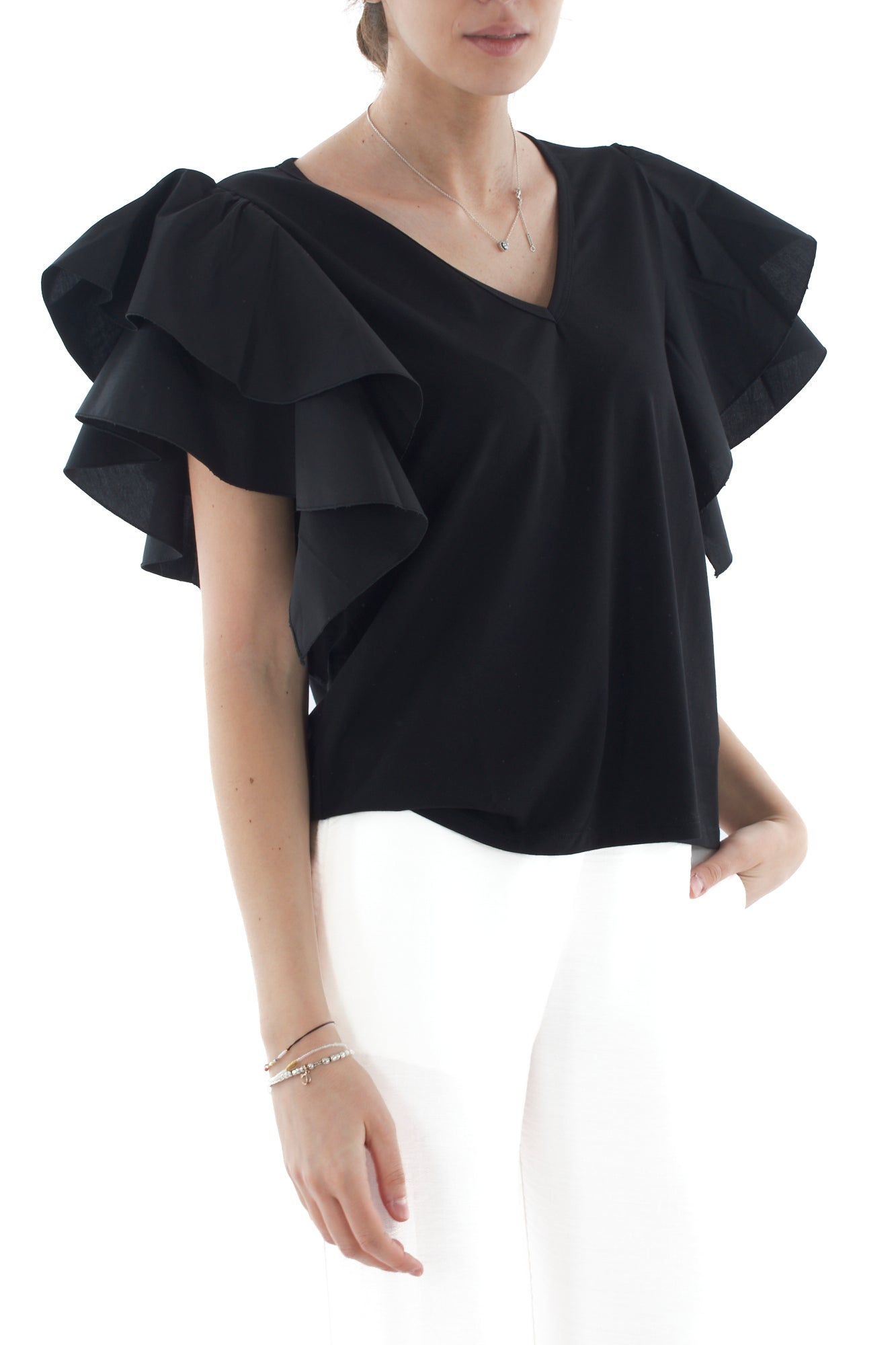 T- shirt con voila' da Donna Susy mix - Nero