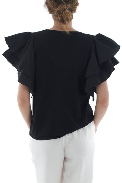 T- shirt con voila' da Donna Susy mix - Nero
