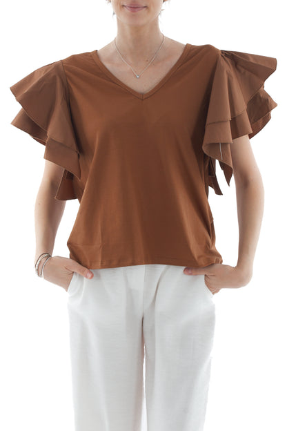 SUSY MIX T- shirt con voila' da Donna Susy mix - Tabacco Tabacco