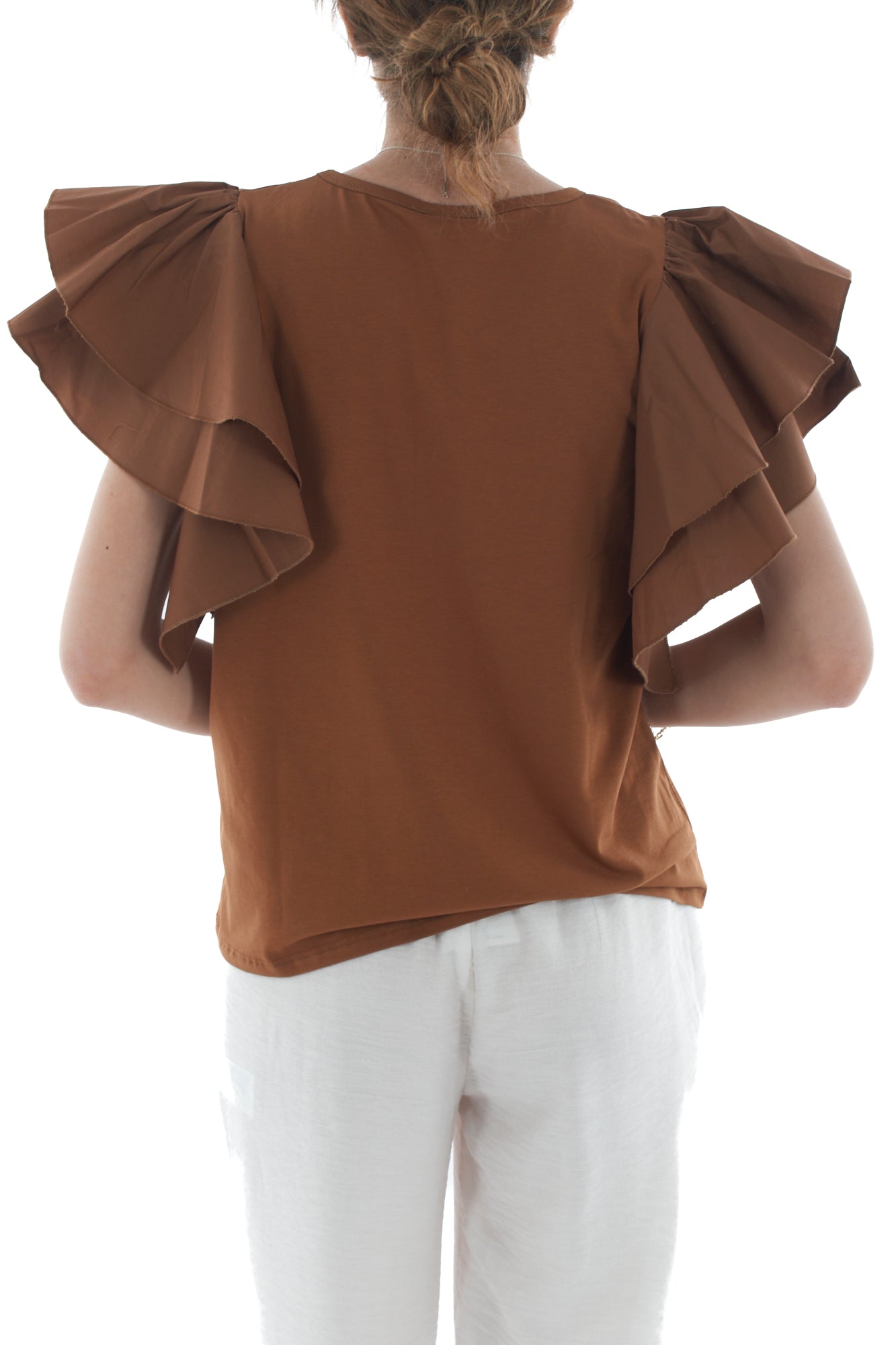 T- shirt con voila' da Donna Susy mix - Tabacco