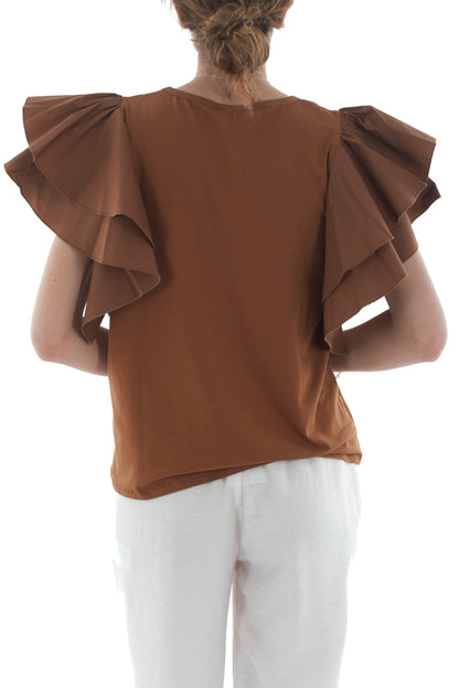T- shirt con voila' da Donna Susy mix - Tabacco