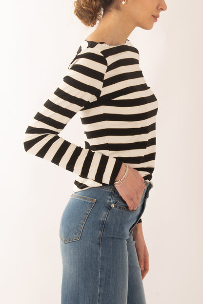 Maglia rigata da Donna Susy mix - Nero