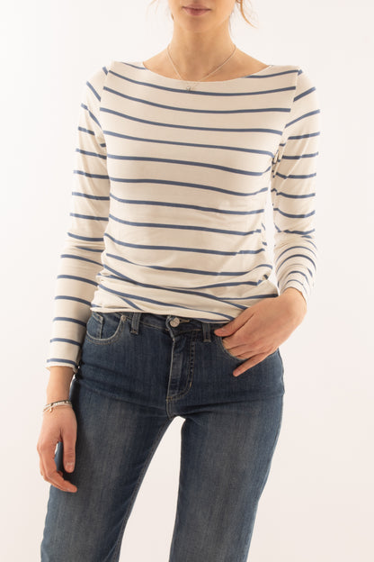 Maglia rigata a barca da Donna Susy mix - Nero