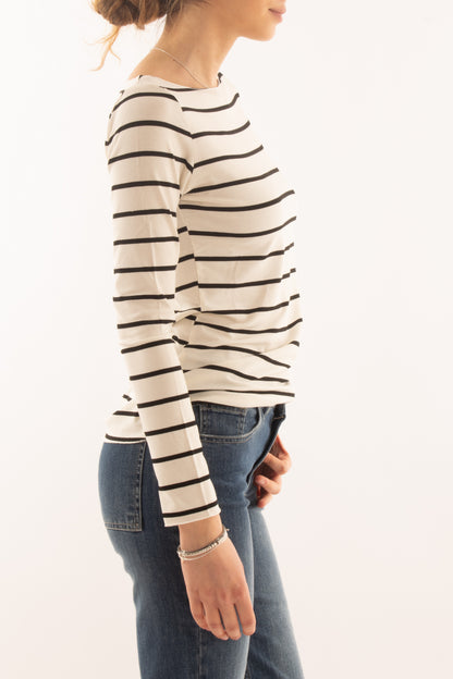 Maglia rigata a barca da Donna Susy mix - Nero