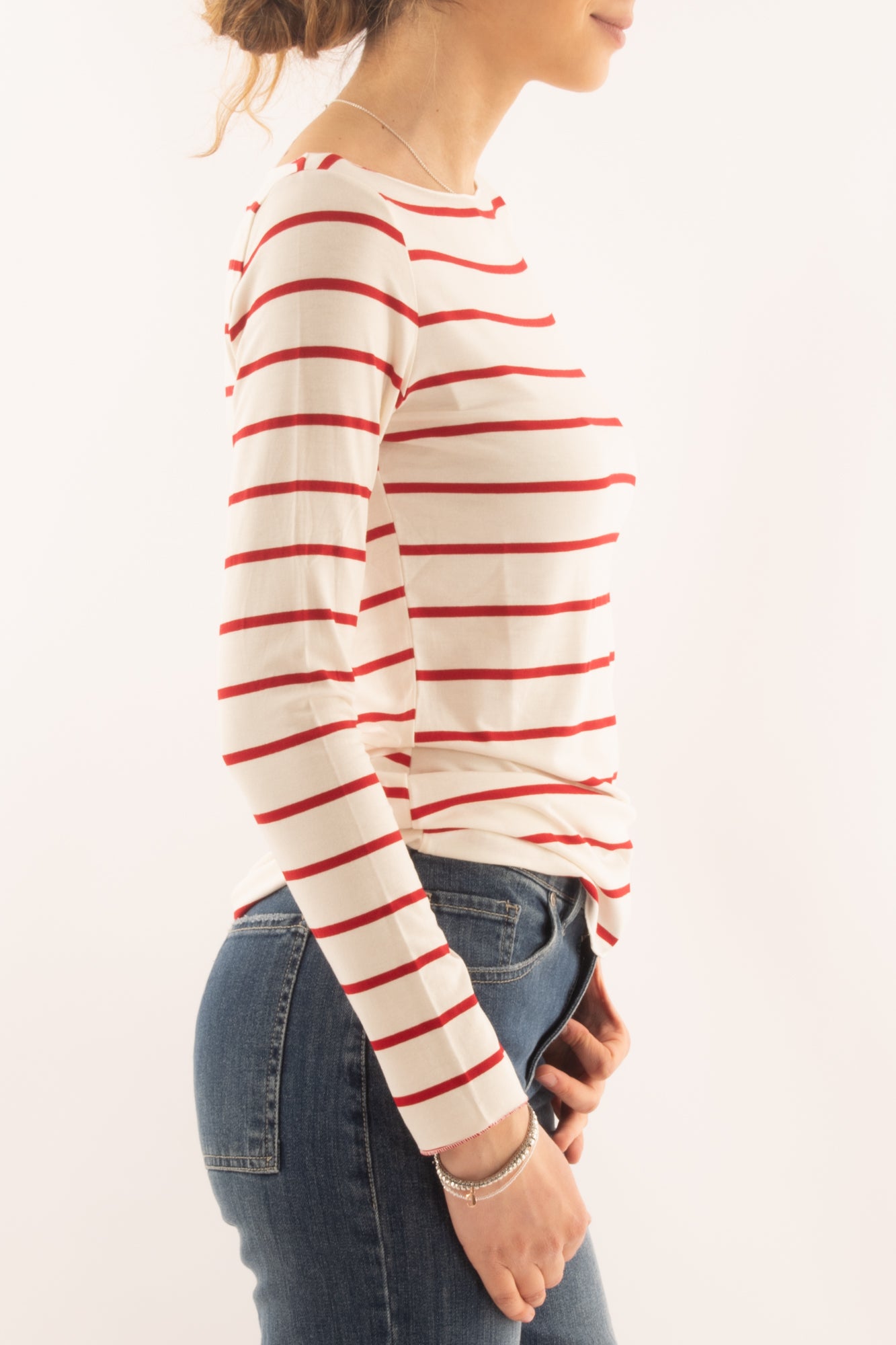 Maglia rigata a barca da Donna Susy mix - Rosso