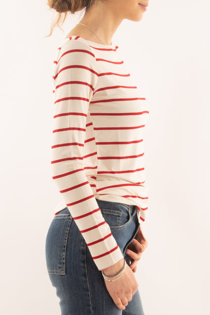 Maglia rigata a barca da Donna Susy mix - Rosso