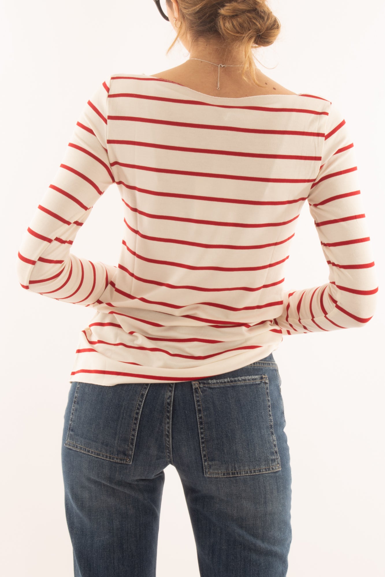 Maglia rigata a barca da Donna Susy mix - Rosso