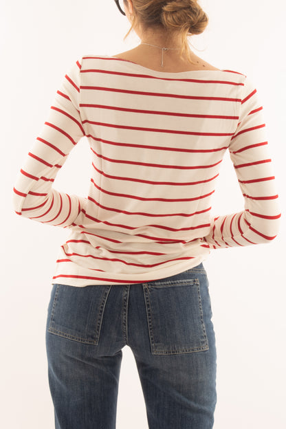 Maglia rigata a barca da Donna Susy mix - Rosso