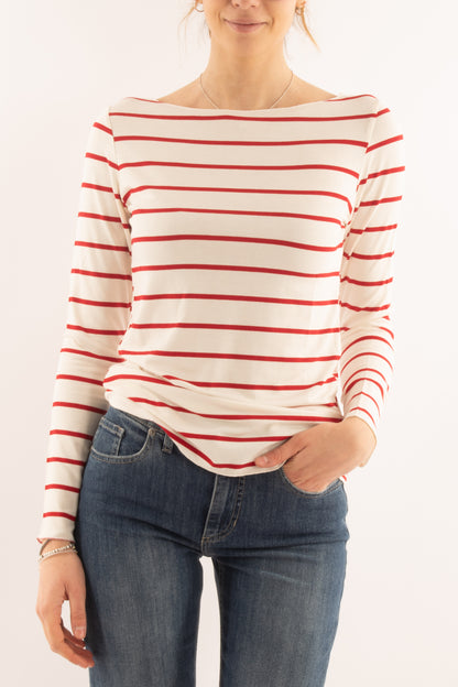 Maglia rigata a barca da Donna Susy mix - Rosso