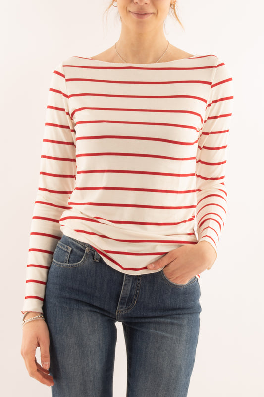 Maglia rigata a barca da Donna Susy mix - Rosso