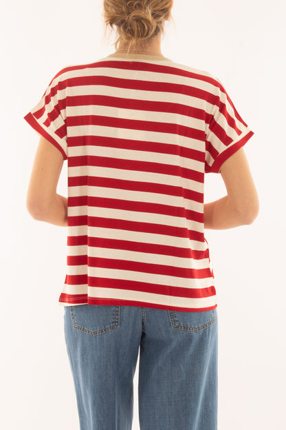 T-shirt rigata da donna Susy mix - Rosso