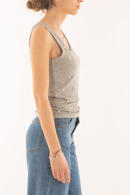 Canottiera con perle da Donna Susy mix - Argento