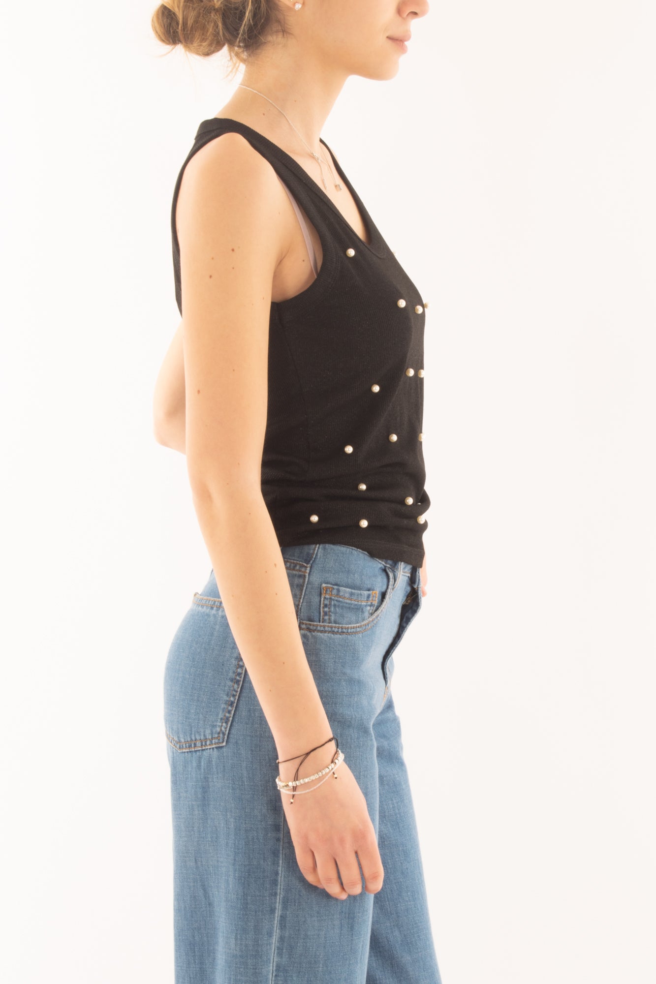 Canottiera con perle da Donna Susy mix - Nero