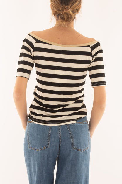 Maglia rigata con profili Susy mix - Rosso